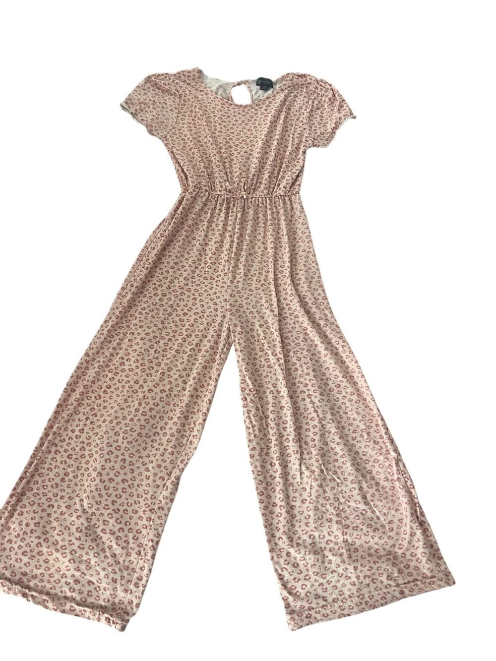 Picapina Girls Pink Leopard Animal Print Wide Leg Jumpsuit Youth Size 10